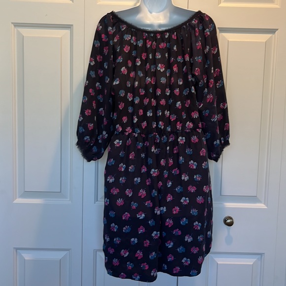 Rebecca Taylor Navy Blue Floral Dress Size 4 - Picture 5 of 10